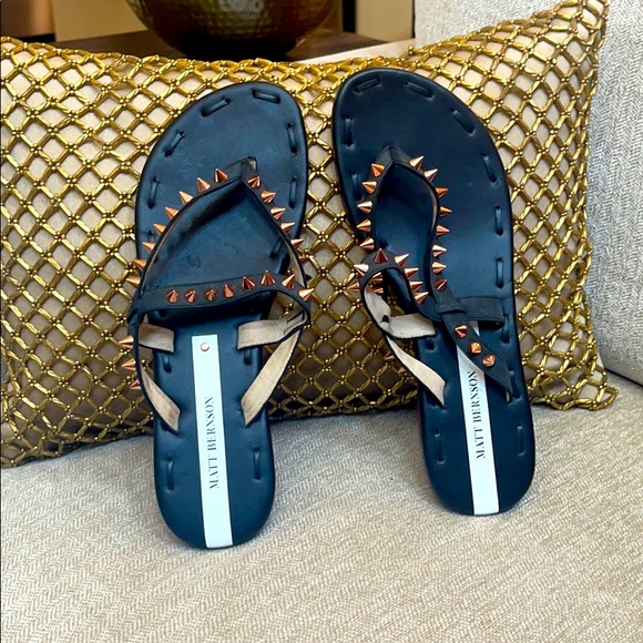Matt Bernson THE LOVE SPIKE  Blk/Rose Gold Slides - Picture 1 of 4